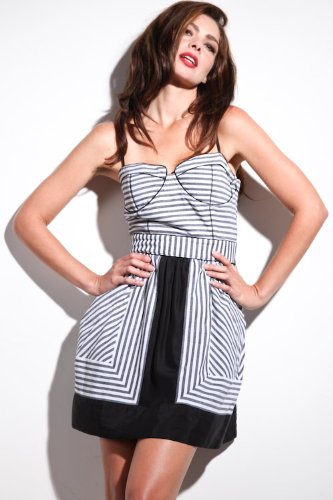 Fremont - Women's Candy Dress (Grey/White Stripe) ( Night out Dress ) รูปที่ 1