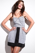 Fremont - Women's Candy Dress (Grey/White Stripe) ( Night out Dress )