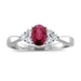 รูปย่อ 18k White Gold 3 Stone Bridal Natural Ruby and Diamond Ring (G, SI1-SI2, 0.95 cttw)-Certificate of Authenticity รูปที่2