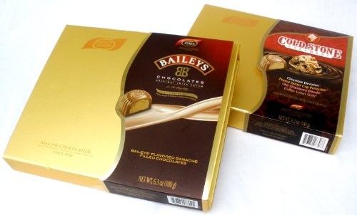 Boxed Set Of 2 Gift Boxes Of Filled Individually Wrapped Chocolates - 1 Box Of Baileys Irish Cream Liqueur (Non-Alcoholic) & Cold Stone Creamery Ice Cream Flavors (Peanut Butter, Strawberry, Chocolate & Coffee) ( Turin Chocolate Gifts ) รูปที่ 1