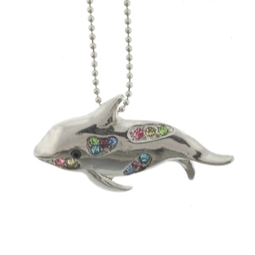 Dolphin Pendant with 1.2mm Ball Chain 16 to 18
