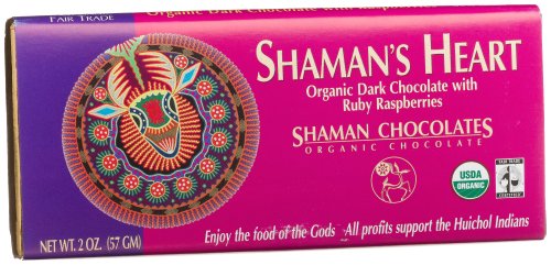 Shaman Chocolates Organic Dark Chocolate Heart Bar, Ruby Raspberry, 2-Ounce Bars (Pack of 6) ( Shaman Chocolate ) รูปที่ 1