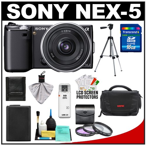 Review Sony Alpha NEX-5 Digital Camera Body & E 16mm f/2.8 Compact Interchangeable Lens (Black) with 16GB Card + Battery + Case + Tripod + Accessory Kit รูปที่ 1