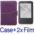 Neewer Leather Case For Amazon Kindle 3 eBook Reader PURPLE + 2x SCREEN PROTECTOR (Kindle E book reader)