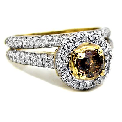 1.23ct Chocolate Brown Diamond Engagement Ring Wedding Band Set รูปที่ 5