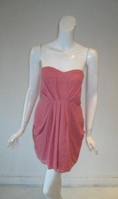 TWELFTH STREET Melon Silk Strapless Pleat Dress 6 ( Night out Dress )