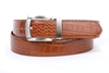 รูปย่อ Men's Plain/Croco Print Reversible Stitching Feather Edged Genuine Leather Belt with Clamp Buckle  รูปที่4