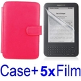 Neewer RED Protective Leather Case Cover For Kindle 3 eBook E-Reader + 5X Screen Protector (Kindle E book reader)