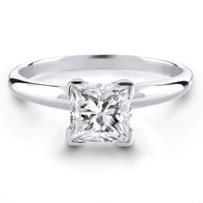 14k White Gold Princess Cut Solitaire Diamond Engagement Ring Band (HI, I1-I2, 0.50 carat) รูปที่ 1