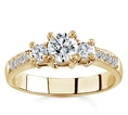 18k Yellow Gold Three-Stone Diamond Ring (G/VS2, 3/4 ct. tw.)