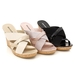 รูปย่อ Womens Designer Beige Wedges Sandals Slides รูปที่3