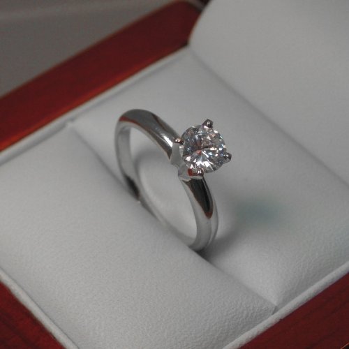 14k White Gold Engagement Solitaire Band Diamond Ring (1/4 ctw, G Color, SI2-I1 Clarity) รูปที่ 1