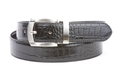 Men's Plain/Croco Print Reversible Stitching Feather Edged Genuine Leather Belt with Clamp Buckle 