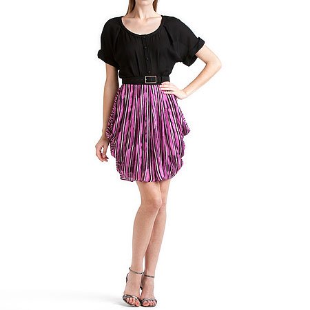 Brian Reyes Fuchsia Stripe Silk Dress, 4 ( Night out Dress ) รูปที่ 1