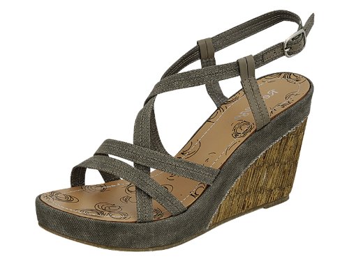 Reneeze ALLY-3 Women High Heel Platform Raffia Wedge Sandal - Khaki รูปที่ 1