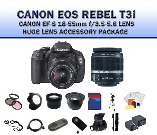 Review Canon EOS Rebel T3i Digital SLR with 18-55mm Lens + Huge Lens Accessory Package (Everything You Need) รูปที่ 1