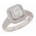 Radiant Cut Diamond Engagement Ring Vintage Style 18k White Gold (3 Carats, SI-1 Clarity, F Color)