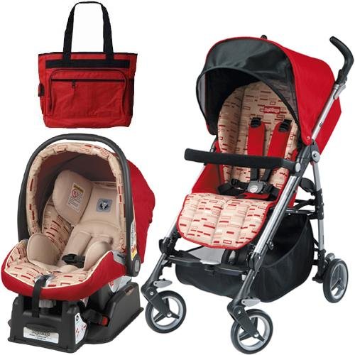 Peg Perego Si Travel System in Red Step with Fashionable Diaper Bag รูปที่ 1