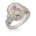 Designer Inspired Oval Cut Diamond CZ Vintage Style Ring