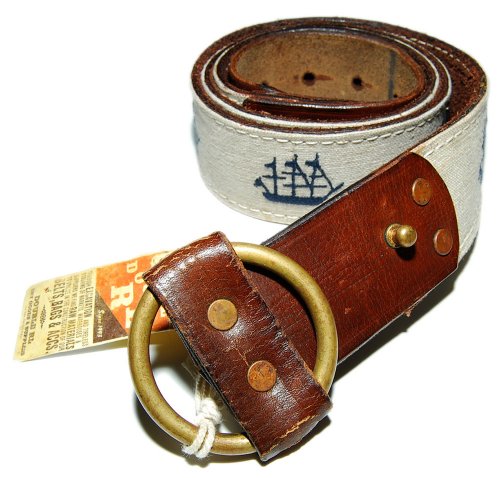 Polo Ralph Lauren RRL Mens Leather Canvas Nautical Sailing Boat Limited Edition Belt 40 (100% Leather / 100% Brass Buckel belt ) รูปที่ 1