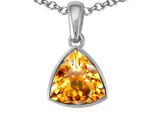 1.00 cttw 14k Gold Genuine AAA Trillion Citrine Pendant - 14kt White or Yellow Gold รูปที่ 1