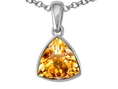 1.00 cttw 14k Gold Genuine AAA Trillion Citrine Pendant - 14kt White or Yellow Gold