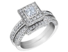 รูปย่อ Princess Cut Diamond Engagement Ring & Wedding Band Set 1.25 Carat (ctw) in 14K White Gold (Certified) รูปที่1