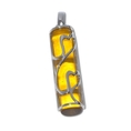 Ladies Sterling Silver 925 & Yellow Stone Pillar Necklace Pendant - Jewellery