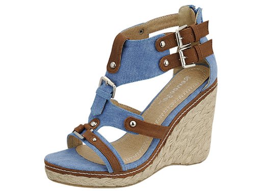 Reneeze ACT-2 Womens High-Heels Ankle-Strap Jute Platforms Wedges Sandals - Navy ( Ankle Strap Sandal ) รูปที่ 1