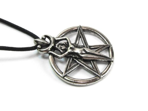 Wiccan Goddess on Pentacle for New Beginnings Pewter Pendant รูปที่ 1