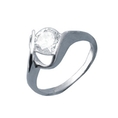 Ladies Sterling Silver Solitaire Clear Cubic Zirconia Engagement Ring