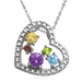 รูปย่อ Sterling Silver Multi-Gemstone and Diamond Accent Heart Pendant, 18" รูปที่1