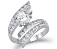 Solid 14k White Gold Solitaire Round CZ Cubic Zirconia Large Engagement Ring 3.5 ct