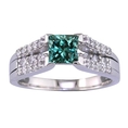 1.20 Ct White & Blue Diamond Engagement Ring 14k White Gold