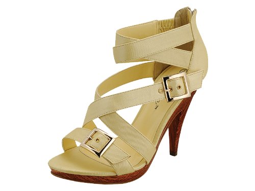 Reneeze MELODY-2 Yellow Fabric Strappy Women High-Heels Dress Sandals-Yellow ( Ankle Strap Sandal ) รูปที่ 1