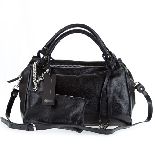 GIANNI CHIARINI Italian Designer Handbag with Pouch in Black Leather รูปที่ 1