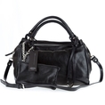 GIANNI CHIARINI Italian Designer Handbag with Pouch in Black Leather