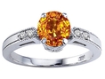 1.29 cttw Genuine Citrine and Diamond Engagement Ring - 14kt White or Yellow Gold