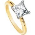 Gorgeous! Women's 14k White-gold Head 14k Yellow-gold Shank Square Brilliant Princess-cut ( 2 CT TW) 07.00MM Moissanite Solitaire Engagement Ring