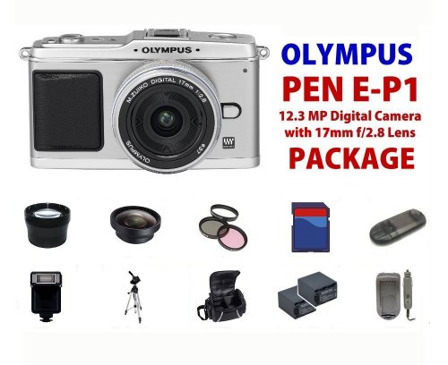 Review Olympus PEN E-P1 12.3 Megapixel Digital Camera with 17mm f/2.8 Lens (Silver) + PRO Monster Flash, Deluxe Carrying Case, Batteries, Lens & Tripod Complete Accessories Package รูปที่ 1