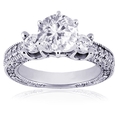 3 Ct Round 3 Stone Diamond Engagement Ring Vintage SI3
