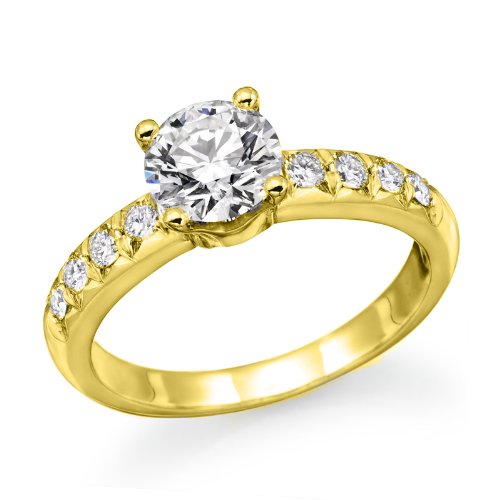 1 ct. Round Diamond Solitaire Engagement Ring in 14k Yellow Gold - Free Resize รูปที่ 1