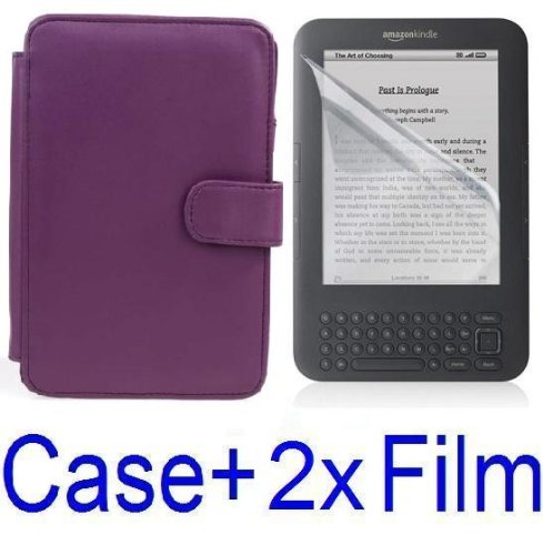 Neewer PURPLE Protective Leather Case Cover For Kindle 3 eBook E-Reader + 2x SCREEN PROTECTOR (Kindle E book reader) รูปที่ 1