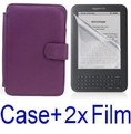 Neewer PURPLE Protective Leather Case Cover For Kindle 3 eBook E-Reader + 2x SCREEN PROTECTOR (Kindle E book reader)