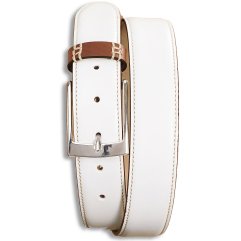 Italian Leather Contrast Keeper Belt (leather belt ) รูปที่ 1