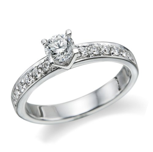Diamond Engagement Ring in 14K Gold / White - Certified, Round, 0.66 Carat, H Color, I1 Clarity ( Chris Yard ring ) รูปที่ 1