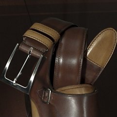 Italian Leather Two-Tone Belt (leather belt ) รูปที่ 1