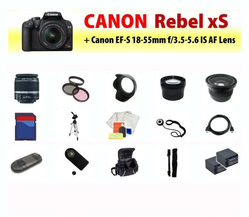 Review Canon EOS Rebel xS (1000D) Digital SLR with 18-55mm Lens + PRO Monster 8GB, Deluxe Carrying Case, Batteries, Lens & Tripod Complete Accessories Package รูปที่ 1