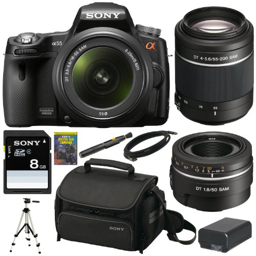 Review Sony Alpha SLT-A55V/L 16.2Megapixel DSLR with Translucent Mirror Technology and 3D Sweep Panorama and 18-55mm F3.5-5.6 Lens with Sony SAL552002 Telephoto Zoom Lens and SAL50F18 50mm Lens + Accessory Kit รูปที่ 1