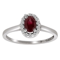 Sterling Silver Round Diamond & Oval Ruby Ring (1 cttw, H-I, SI)
